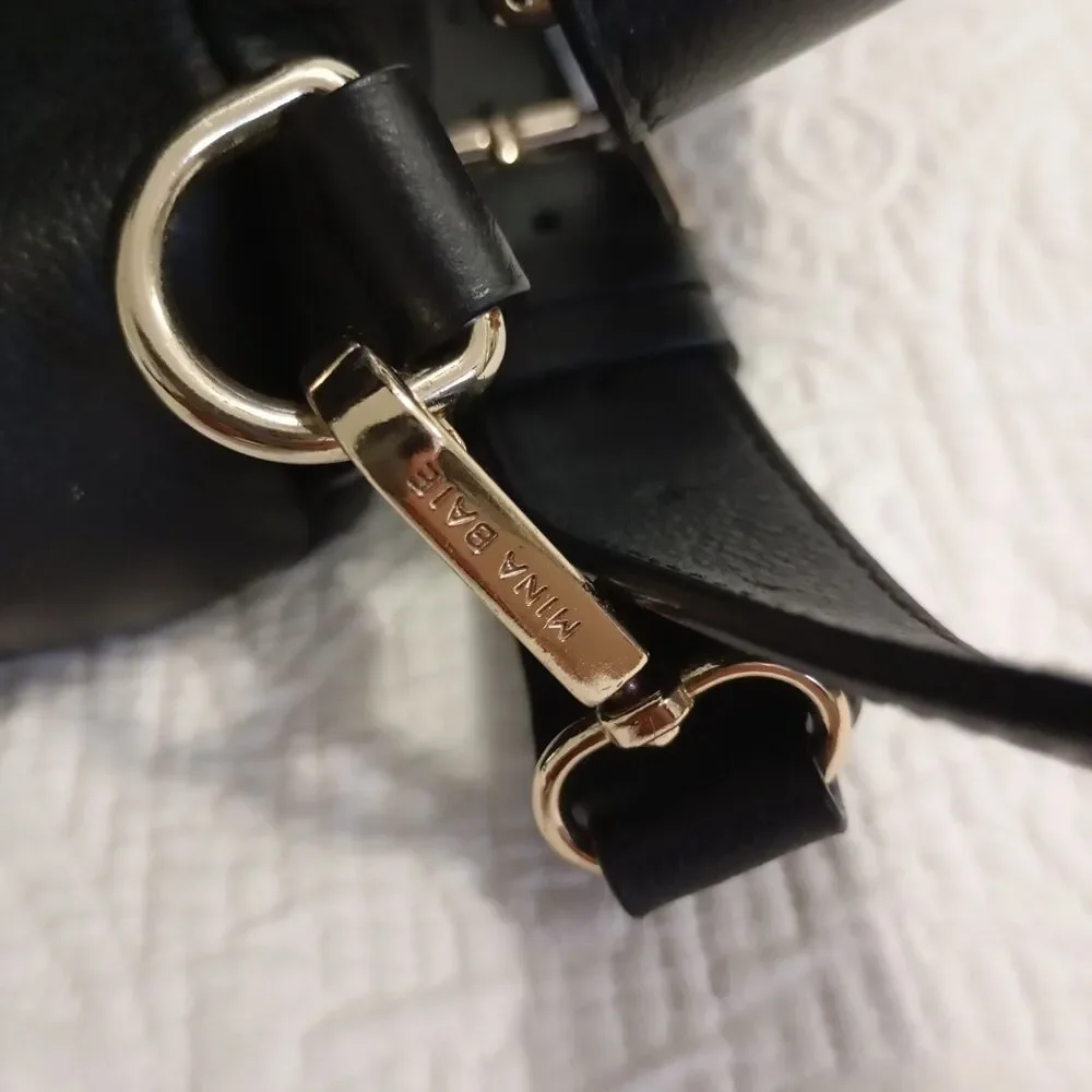 Mina Baie Kinney Vegan Leather Diaper Bag Black Backpack